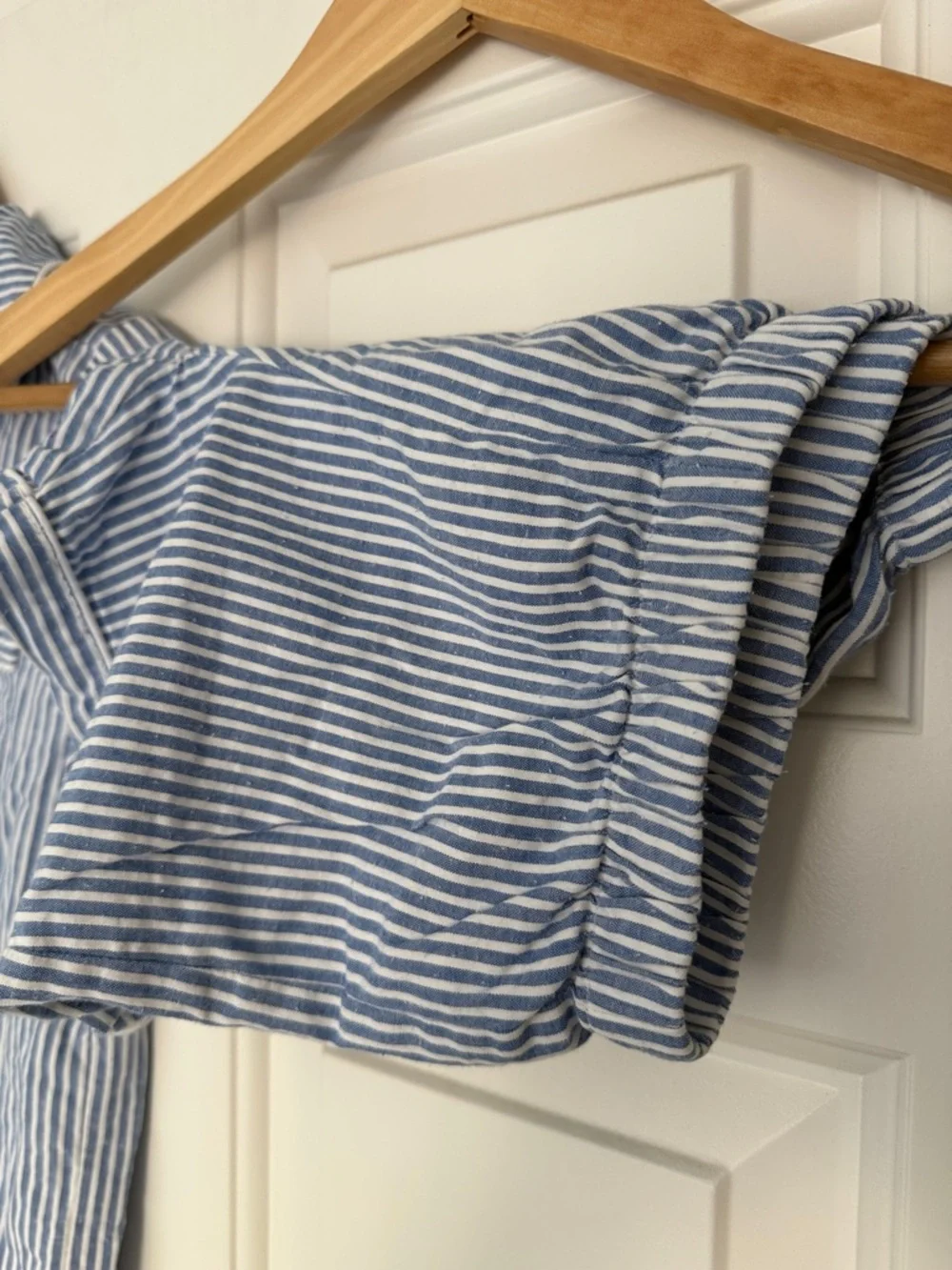 Petite Plume Kid's Twill Pajama Short Set in French Blue Heritage Stripe - Picture 3 of 5